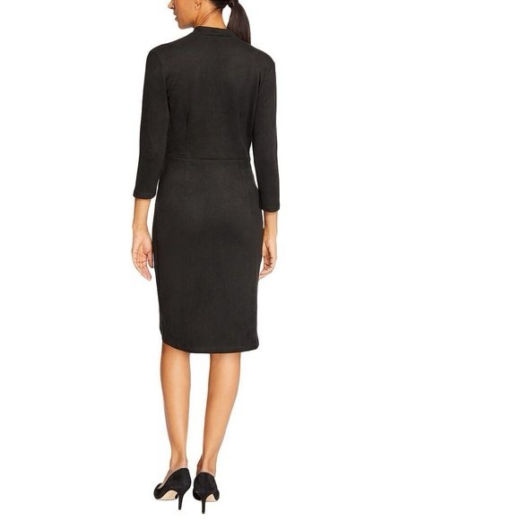 J. McLaughlin Solid Lillian Dress black faux suede mature‎ classic career medium - Picture 2 of 10